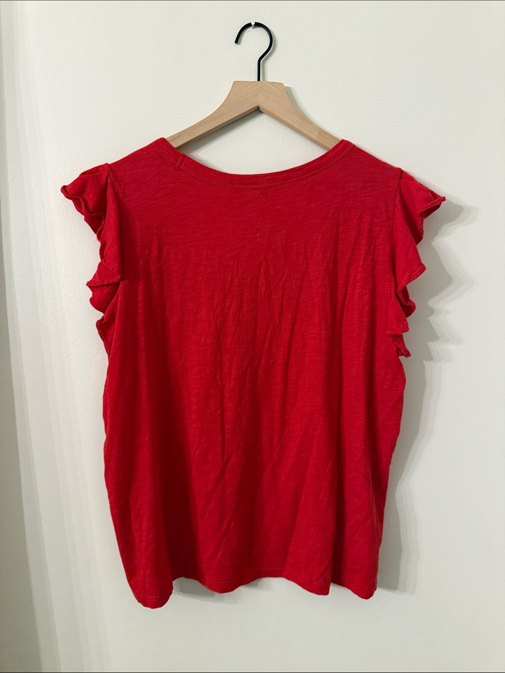 LOFT Red Ruffle Sleeve Tank Top - Picture 3 of 3